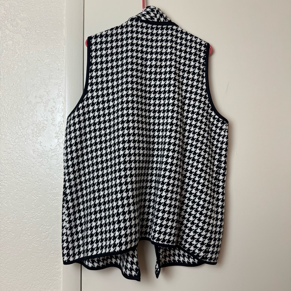 Multiples Black White Houndstooth Open Front Vest… - image 5